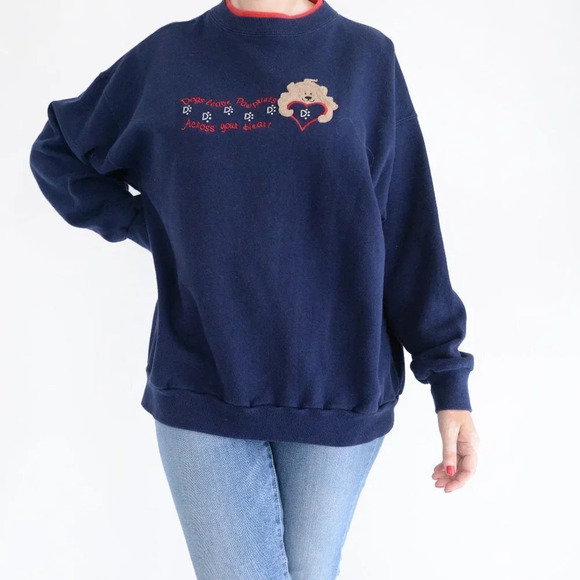 Vintage M&C Sportswear Navy Dogs Leave Paw Prints Crewneck Sweater L - Picture 1 of 11